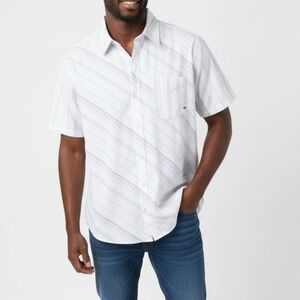 Jack O'Neill Men’s White Diagonal Strips Button -Up Shirt Short Sleeve Size M